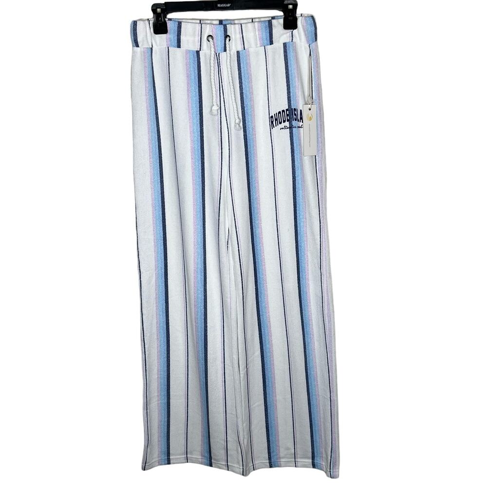 Ocean Drive French Terry Pants Large Beach Rhone Island Wide Leg Coastal Beach
